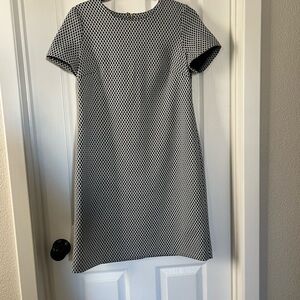 Calvin Klein Black and White Geometric Midi Dress